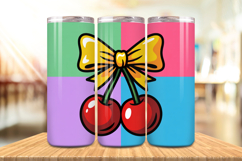 Valentine’s Day 3D Cherry &amp; Bows Tumbler Wrap PNG Big Bundle Product Image 5