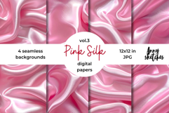 Pink Silk Digital Paper Kit Rococo Valentine Patterns Product Image 1