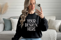 Black Gildan 18000 Sweatshirt Mockup,G18000 Crewneck Sweatsh Product Image 1
