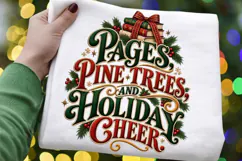 Pages, Pine Trees & Holiday Cheer PNG, Christmas Book Lover Product Image 2