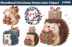 Woodland Christmas Watercolor Clipart PNG Product Image 1