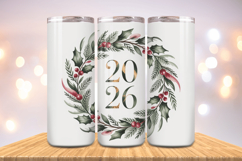 Festive Happy New Year Tumbler Wrap 2026: 20oz Skinny Tumble Product Image 1