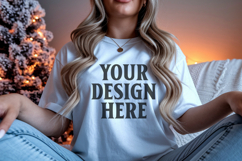 Christmas Bella Canvas 3001 White Shirt Mockup ,Trandy mock Product Image 1