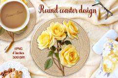 Delicate vintage floral round coaster sublimation design png Product Image 1