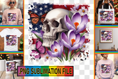 Elegant TSHIRT PNG Designs, Skull USA Product Image 1