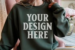 Gildan 18000 Forest Green Mockup , Crewneck Sweatshirt Boho Product Image 1
