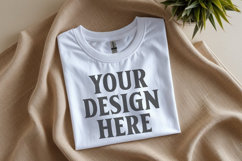 Gildan 64000 White Folded Tshirt Mockup Product Image 1
