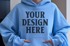 Light Blue Gildan 18500 Hoodie Mockup, G18000 Hoodie Mod Product Image 1