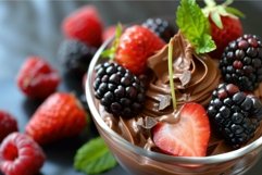 Decadent chocolate dessert with fresh berries Product Image 1