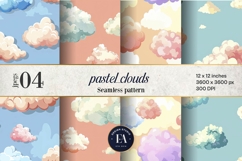 Pastel Cloud Pattern | Dreamy Sky Digital Paper Product Image 1