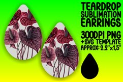 Fresh Teardrop Earrings Design PNG , Flower Watercolor Product Image 1