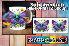 Delightful sips 11oz 15oz mug wrap, Butterfly Product Image 1