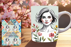 Unique 15oz Mug Wrap Png Design , Beauty Woman Product Image 1