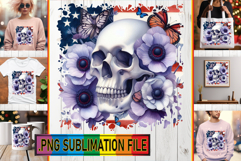 Stylish PNG Art for TSHIRTS, Skull USA Product Image 1