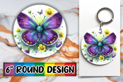 Whimsical Car Coaster Round PNG, Butterfly Product Image 1