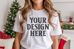 Christmas Bella Canvas 3001 White Shirt Mockup ,Trandy mock Product Image 1