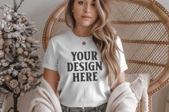 Bella Canvas 3001 White Christmas Shirt Mockup, Trandy Product Image 1