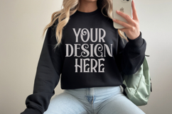 Black Gildan 18000 Sweatshirt Mockup,G18000 Crewneck Sweatsh Product Image 1