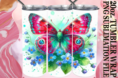 Heartfelt Sublimation 20oz tumbler wrap, Butterfly Product Image 1