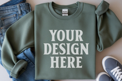 Forest Green Gildan 18000 Folded Flat Lay Mockups Product Image 1