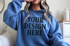 Indigo Blue Gildan 18500 Hoodie Sweatshirt Mockup, 185 mock- Product Image 1