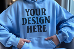 Light Blue Gildan 18500 Hoodie Mockup, G18000 Hoodie Mod Product Image 1