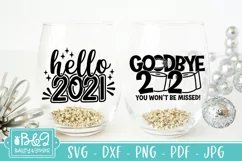 Funny 2021 New Year's Wine Glass SVG Sayings - Set of 2 Product Image 1