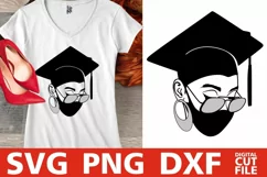Woman In Graduation Hat svg, Mask svg, Graduate svg, School Product Image 1
