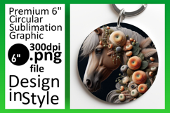 Trendy Keychain Round Design Artwork , Horse Product Image 1
