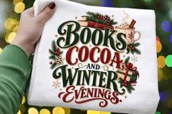 Books Cocoa & Winter Evenings PNG, Cozy Christmas Book Lover Product Image 3