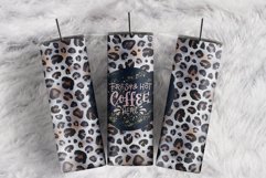 Fresh Hot Coffee Here Black Neon Leopard 20 oz tumbler wrap Product Image 1