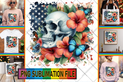 Dazzling TSHIRT Sublimation PNG, Skull USA Product Image 1
