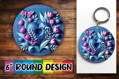 Heartfelt Circle Car Coasters PNG, 3D Heart Product Image 1