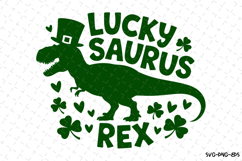 Lucky Saurus Rex Svg | St Patrick&#039;s day Design Product Image 1