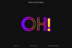 Vibrant Neon Text Effect "OH!" Graphic Design Product Image 1