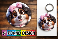 Unique Circle Keychain Magic PNG, 3D Dog Product Image 1