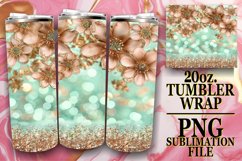 Glitzy Flower Leopard Tumbler Design: Sublimation - 20oz Product Image 1