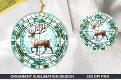 Cute Deer Stained Glass Ornament PNG, Digital Download File Product Image 1