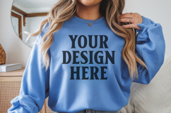 Indigo Blue Gildan 18500 Hoodie Sweatshirt Mockup, 185 mock- Product Image 1