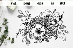 Floral bouquet SVG EPS. Leaves and Flowers. Wedding floral Product Image 1