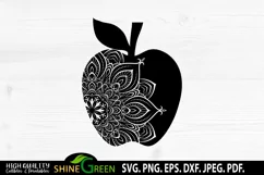 Teacher SVG - Floral Apple Mandala SVG EPS PNG DXF Product Image 1