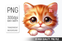Cute Cat, Animal Sublimation Clipart PNG Product Image 1