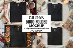 Gildan 5000 Folded Christmas Mockup, G5000 mockup Product Image 1