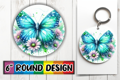 Bright Circle Keychain Design PNG, Butterfly Product Image 1