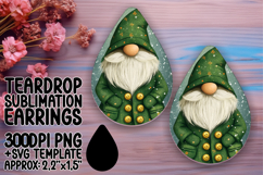 Elegant Teardrop Sublimation Template for Earrings , Gnome Product Image 1