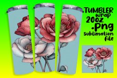 Watercolor Flower Tumbler Sublimation Design Wrap 20oz Product Image 1