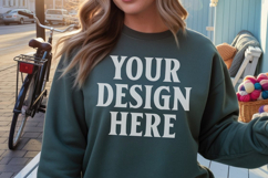 Gildan 18000 Forest Green Mockup , Crewneck Sweatshirt Boho Product Image 1