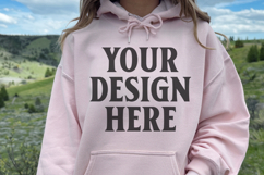 Light Pink Gildan 18500 Hoodie Mockup, G18000 Hoodie Mod Product Image 1
