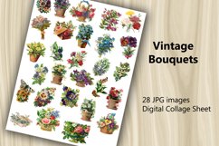 Digital Collage Sheet - Vintage Bouquets Product Image 1