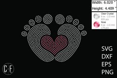 Baby Feet With Heart Rhinestone Template Product Image 1